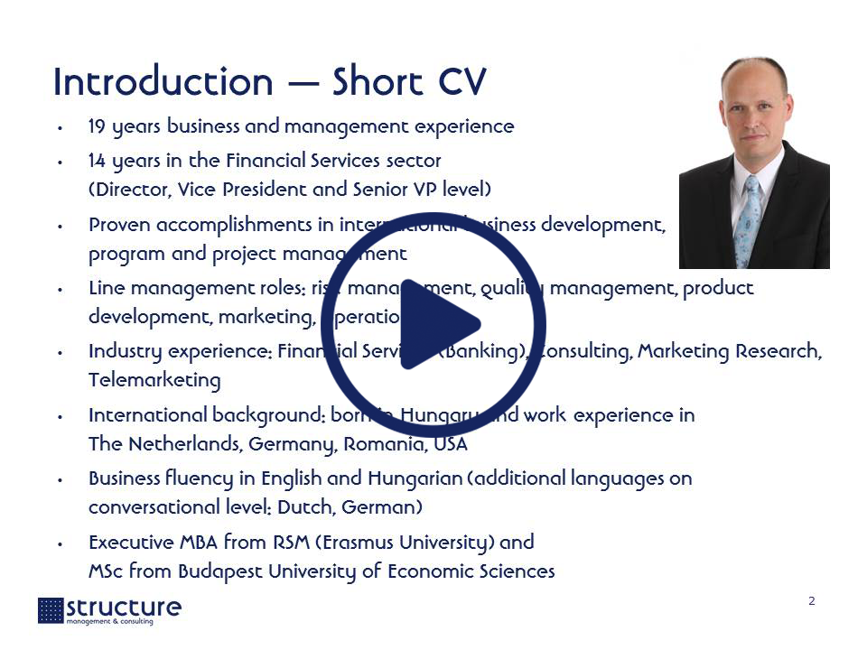 Value Proposition STRUCTURE M&C introduction 2013