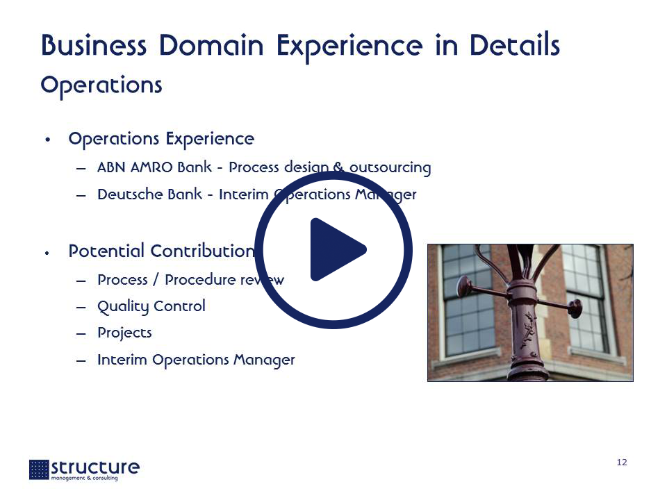 Value Proposition STRUCTURE M&C Operations 2013