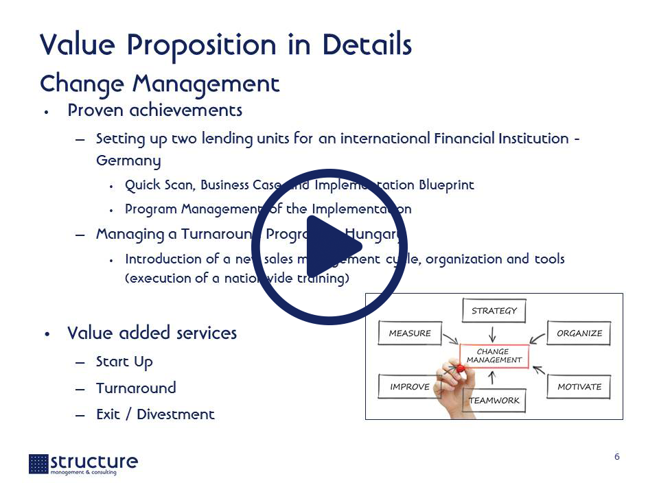 Value Proposition STRUCTURE M&C Change Management 2013