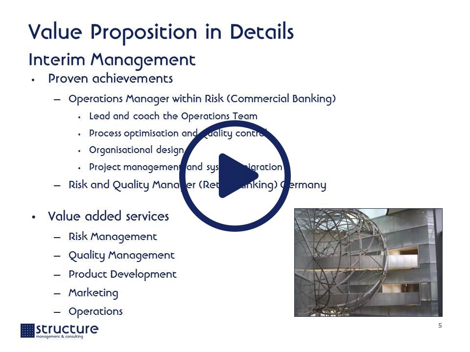 Value Proposition STRUCTURE M&C Interim Management 2013