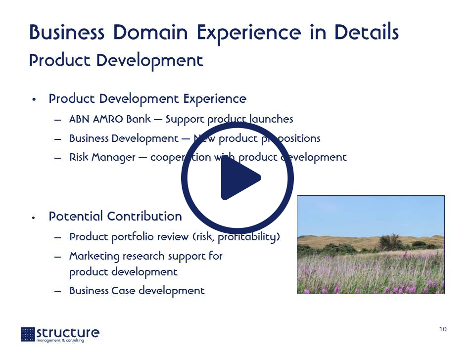 Value Proposition STRUCTURE M&C Product Development 2013