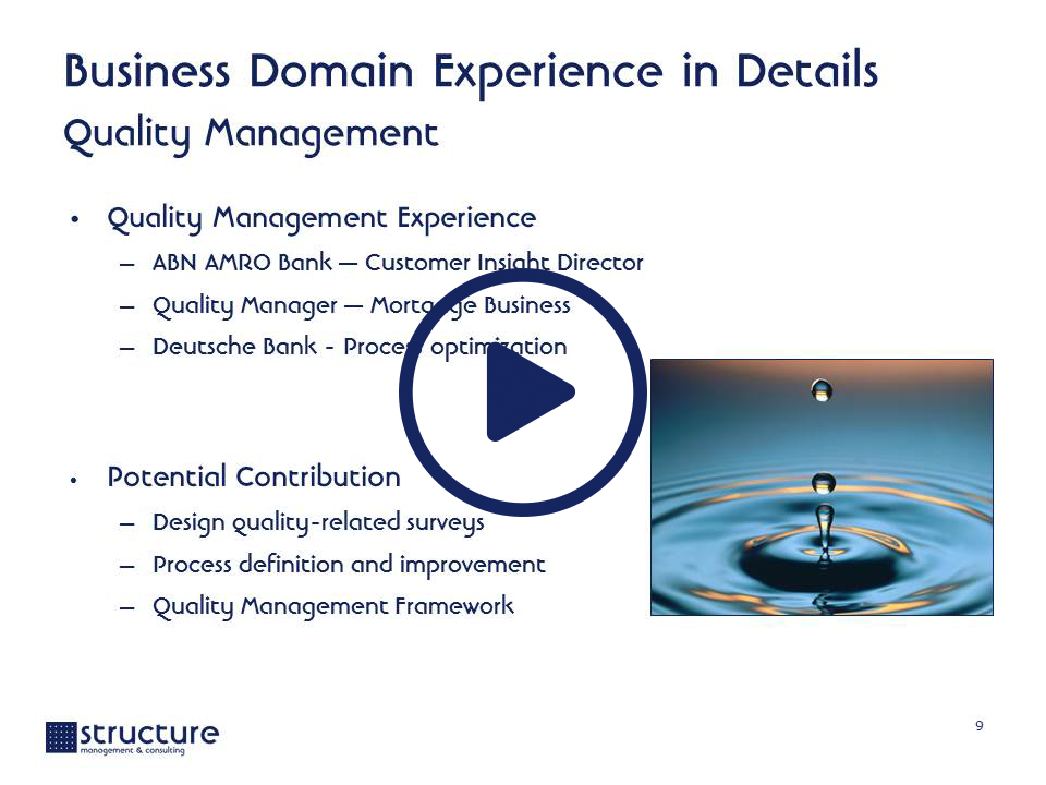 Value Proposition STRUCTURE M&C Quality Management