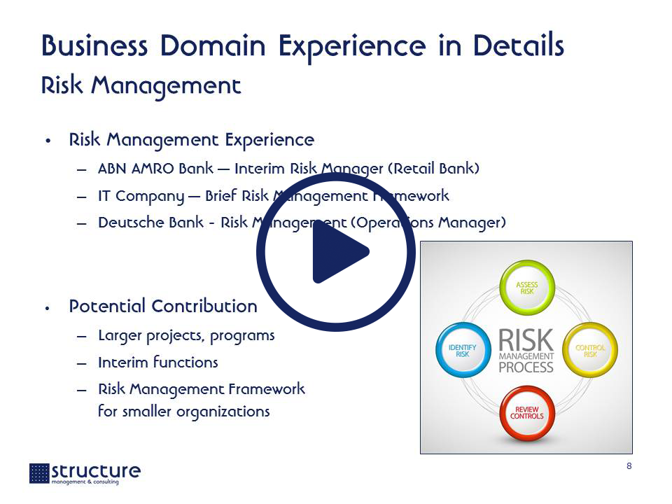 Value Proposition STRUCTURE M&C Risk Management 2013